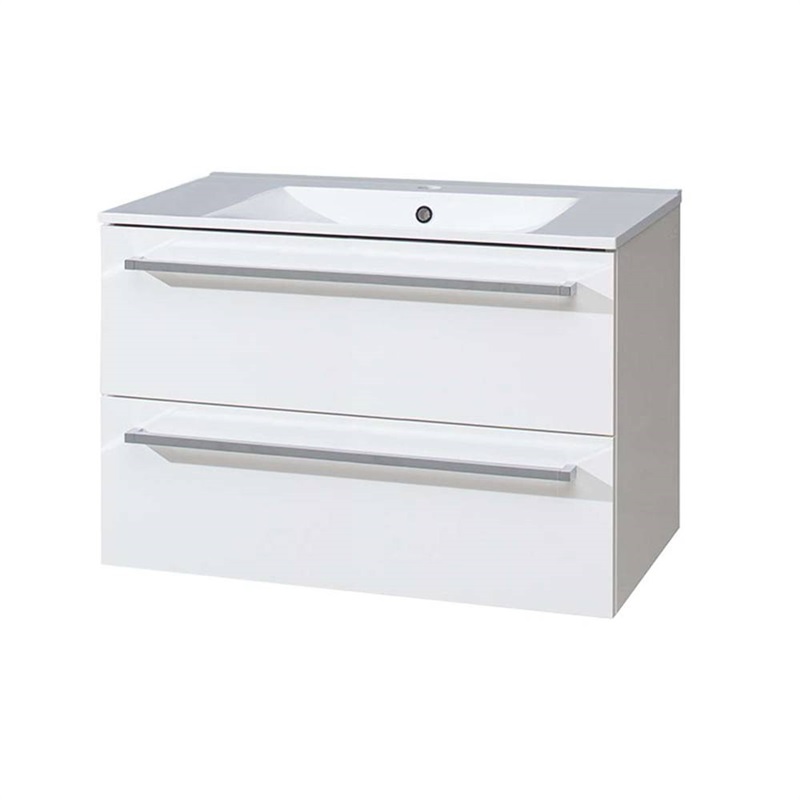 Mereo, Bino kúpeľňová skriňka s keramickým umývadlom 80 cm, biela/biela CN661