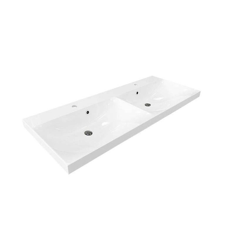 Mereo, Bino kúpeľňová skriňka s  dvoumývadlom z liateho mramoru, 120 cm biela/biela CN663M