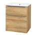 Mailo, koupelnová skříňka s keramickým umyvadlem 61 cm, dub Riviera, chrom madlo