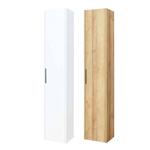 Vigo, kúpeľňová skrinka vysoká 170 cm, ľavé alebo pravé otváranie, biela, dub