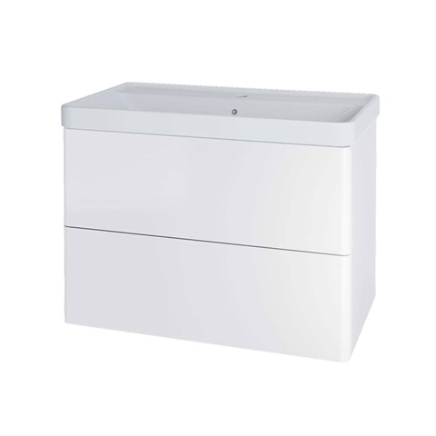 Siena, koupelnová skříňka s keramickým umyvadlem 81 cm, bílá lesk