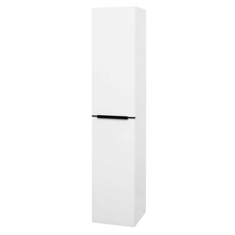 Mailo, koupelnová skříňka vysoká 170 cm, bílá, mat, černé madlo