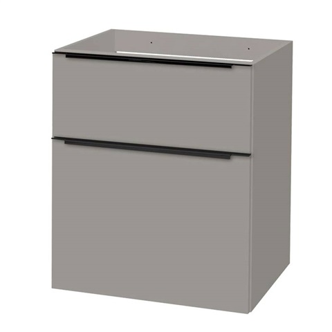 Mailo, koupelnová skříňka 61 cm, šedá mat, černé madlo