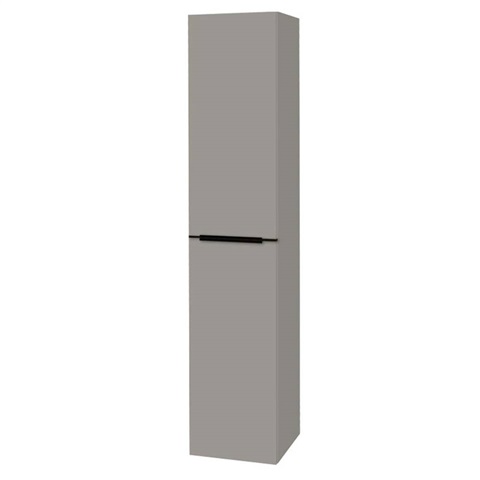 Mailo, kúpeľňová skrinka vysoká 170 cm, šedá mat, čierne madlo