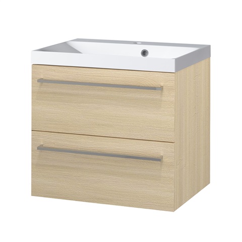 Bathroom cabinet, washbasin made of marble 60 cm, oak