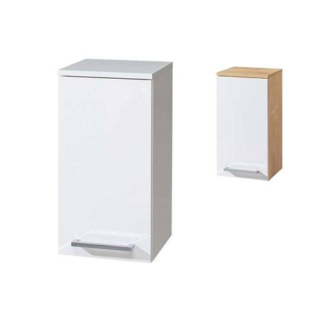 Bino koupelnová skříňka horní, 63 cm, levá, bílá, bílá/dub