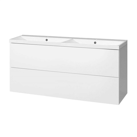 Aira, koupelnová skříňka s umyvadlem z litého mramoru 121 cm, bílá