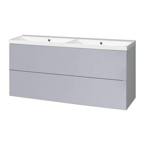 Aira, koupelnová skříňka s umyvadlem z litého mramoru 121 cm, šedá