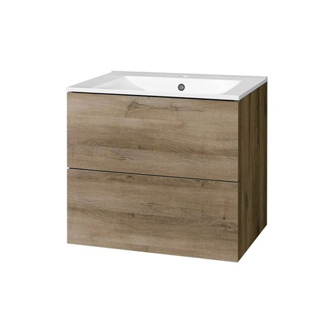 Aira, koupelnová skříňka s keramickým umyvadlem 61 cm, dub Halifax