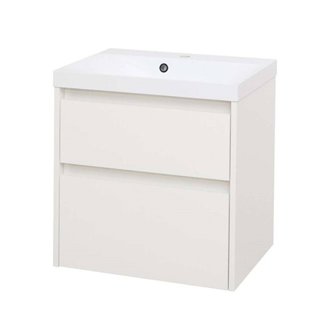 Opto, koupelnová skříňka s umyvadlem z litého mramoru 61 cm, bílá