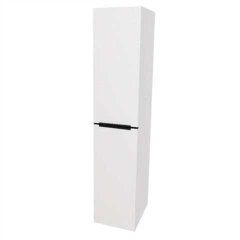Mailo, koupelnová skříňka vysoká 170 cm, černé madlo, Multidecor, Arktická bílá