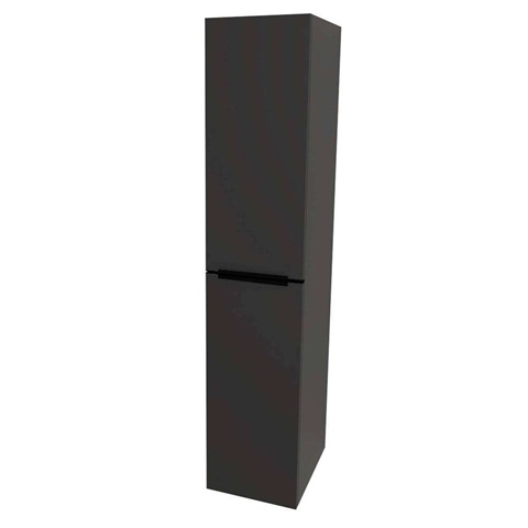 Mailo, koupelnová skříňka vysoká 170 cm, černé madlo, Multidecor, Černá Supermat