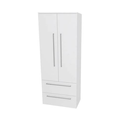 Bino, koupelnová skříňka vysoká 163 cm, dvojitá, Multidecor, Bílá lesk perlička