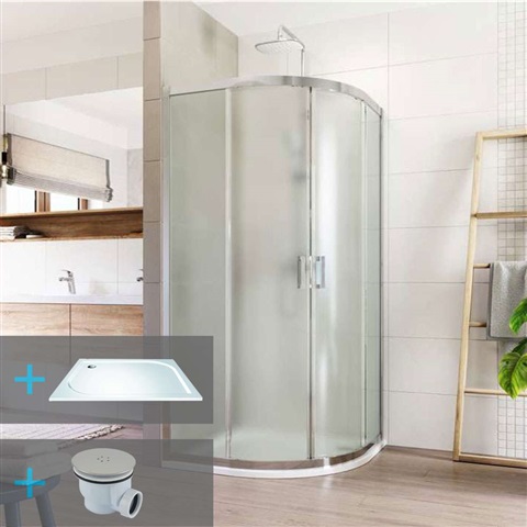 Sprchovací kút, LIMA, štvrťkruh, 80 cm, chróm  ALU, sklo číre, vanička liaty mramor