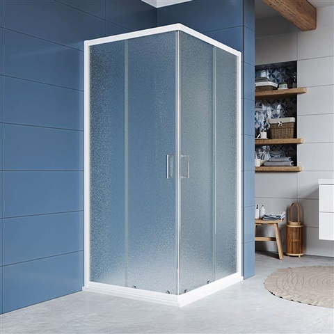 Sprchový kout, Kora, čtverec, 90 cm, bílý ALU, sklo Grape