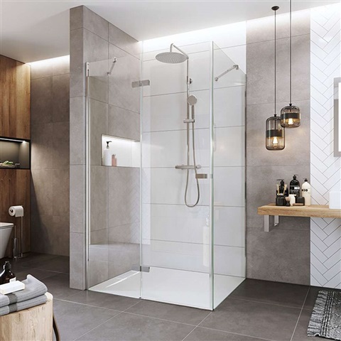 Sprchový kout, Novea, obdélník, 80x100 cm, chrom ALU, sklo Čiré, dveře levé a pevný díl
