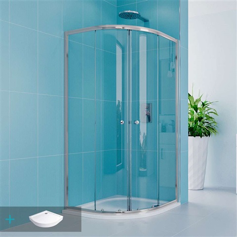 Sprchový set z Kory Lite,čtvrtkruh, 90 cm, chrom ALU, sklo Čiré a SMC vanička
