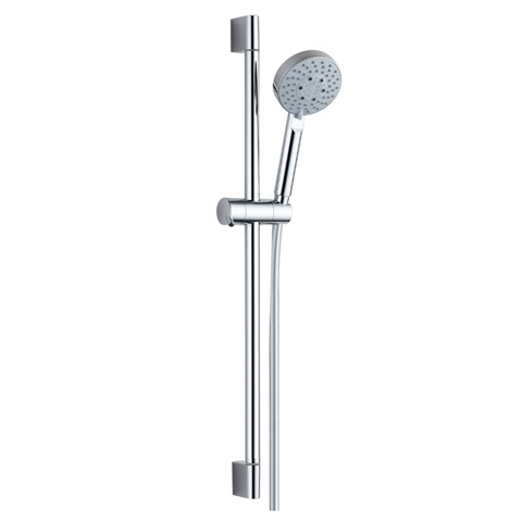 Shower set, five position hand shower, sliding shower holder, silver grey hose