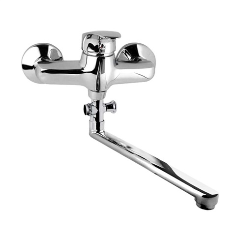 Wall mounted faucet for an apartment, Sonáta, 150 mm, spout pipe 300mm, without accessories, chrome