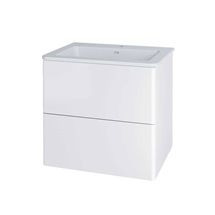 Siena, koupelnová skříňka s umyvadlem z litého mramoru 61 cm, bílá lesk