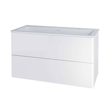 Siena, koupelnová skříňka s umyvadlem z litého mramoru 101 cm, bílá lesk