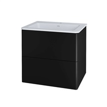 Siena, koupelnová skříňka s umyvadlem z litého mramoru 61 cm, černá mat
