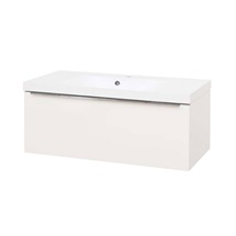 Mailo, koupelnová skříňka s umyvadlem z litého mramoru 101 cm, bílá, chrom madlo