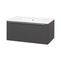 Mailo, koupelnová skříňka s keramickým umyvadlem 81 cm, antracit, chrom madlo