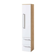 Bathroom cabinet, hanging without feet, right, white /oak
