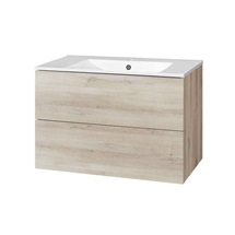 Aira, kúpeľňová skrinka s keramickým umývadlom 81 cm, dub Kronberg