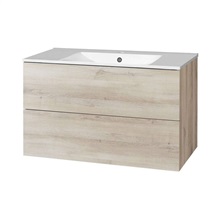 Aira, koupelnová skříňka s keramickym umyvadlem 101 cm, dub Kronberg