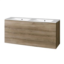 Aira, koupelnová skříňka s keramickým umyvadlem 121 cm, dub Halifax