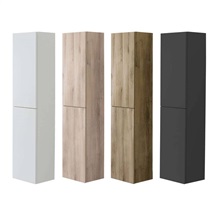 Aira koupelnová skříňka, vysoká, bílá, dub, šedá, levá, 400x1570x220 mm