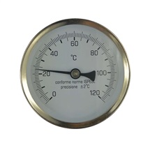 Teploměr bimetalový DN 63, 0 - 120 °C, zadní vývod 1/2", jímka 75 mm