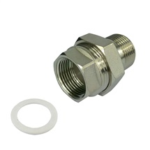 Straight radiator coupling, nickel plated, with flat sealing