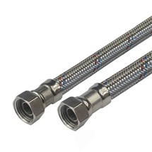 Stainless steel connecting hose, 13x18, FxF, 1/2"x1/2"