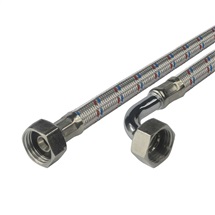 Stainless steel connecting hose, 8x12, FxF, 1/2"x1/2" with elbow