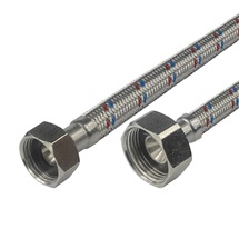 Stainless steel connecting hose, 10x14, FxF, 1/2"x3/4"