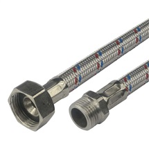 Stainless steel connecting hose, 10x14, MxF, 1/2"x3/4"