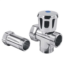 Valve for washing machine with a spacer and swiveled nut, chrome-plated brass, 3/4"x3/4"x3/4"