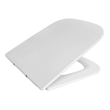 Self-closing toilet seat, square, duroplast, white, with removable hinges CLICK