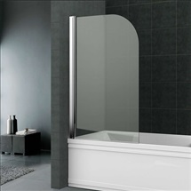 Bath screen, polished aluminium, Clear glass