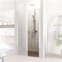 Shower door, LIMA, double-wing, swing, 80 cm, chromed ALU, glass Clear