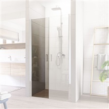 Shower door, LIMA, double-wing, swing, 120 cm, chromed ALU, glass Clear