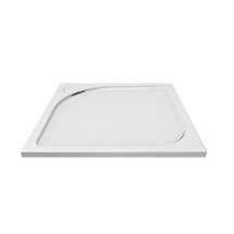 Square shower tray with round drainer & cover, 80x80x3 cm, without legs, cast marble