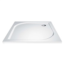 Shower tray, square, cast marble, without legs, white
