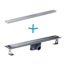 Drains -  Slim, with grate Wave, 900x55 mm stainless steel