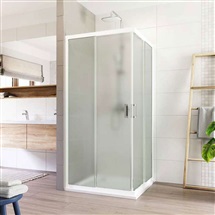 Shower enclosure, LIMA, square, 90 cm, white ALU, Glass Point
