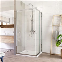 Sprchový kout, LIMA, čtverec, 100x100x190 cm, chrom ALU, sklo Čiré