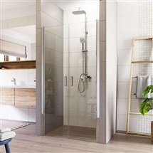 Sprchové dveře, Lima, dvoukřídlé, lítací, 110x190 cm, chrom ALU, sklo Čiré